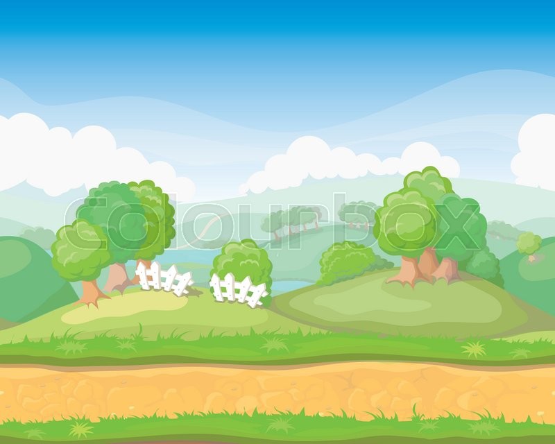 800x640 Cartoon Cute Country Seamless Horizontal Landscape, Game
