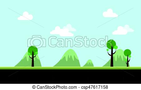 450x290 Landscape Hill Cartoon Style Game Background Vector Art.
