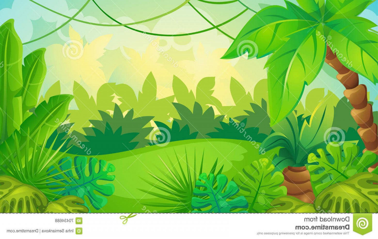 1560x985 Stock Illustration Cartoon Jungle Game Background Vector Green