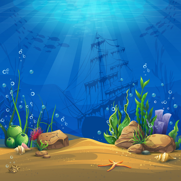 600x600 Underwater World Game Background Vector 01 Free Download
