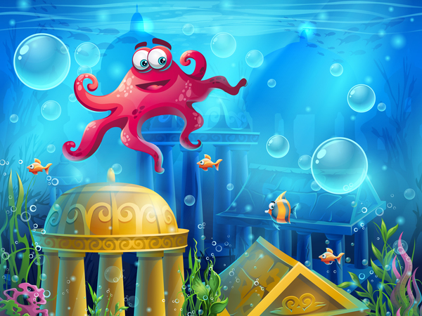 600x450 Underwater World Game Background Vector 03 Free Download