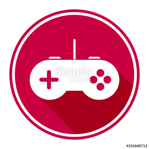 500x500 Minimalistic, Circular, Game Controller Iconlogo. White On Cherry