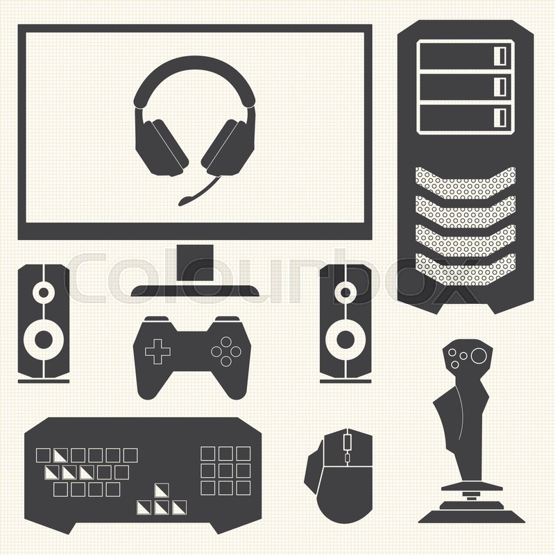 800x800 Computer And Hardware Devices For Pc Gamer Stock Vector Colourbox