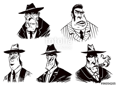 500x368 Vector Set Of Gangsters. Cartoon Image Of Five Gangster Of