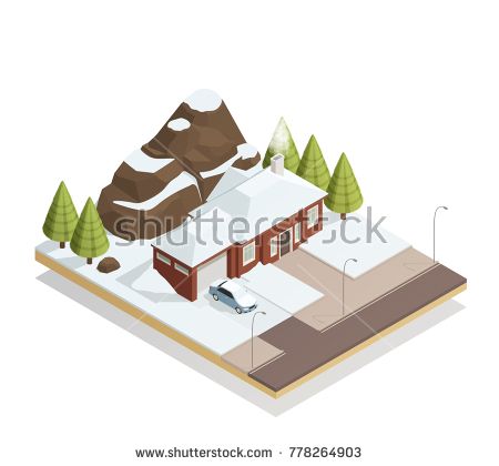 450x420 Stock Vector Winter Snowy Landscape Isometric Composition With