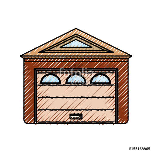 500x500 Garage Door House Icon Vector Illustration Graphic Design Stock