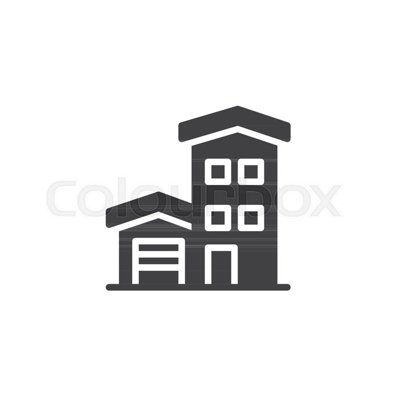 800x800 House With Garage Vector Icon. Filled Flat Sign For Mobile Concept