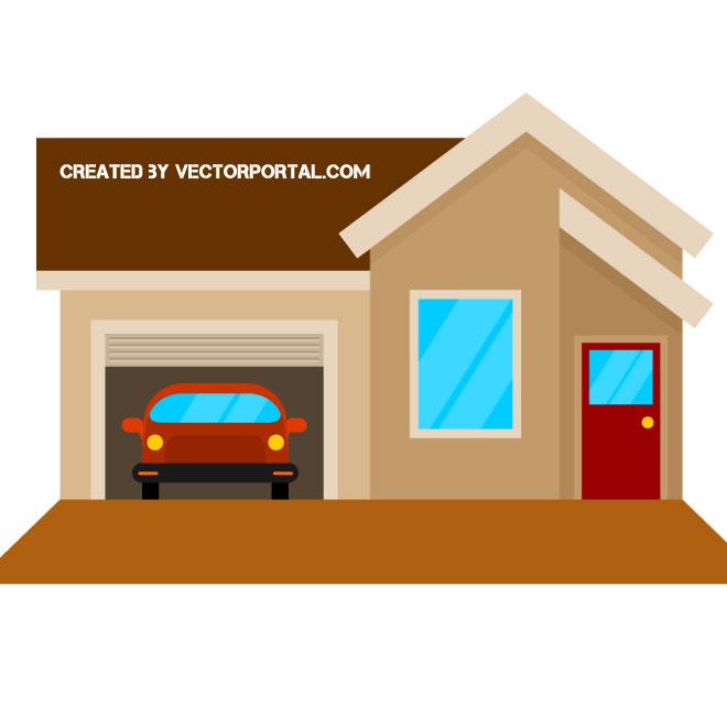 660x660 House With Garage Vector Image