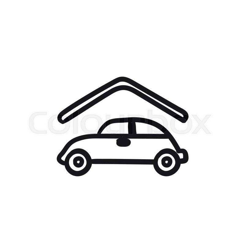 800x800 Car Garage Vector Sketch Icon Isolated On Background. Hand Drawn