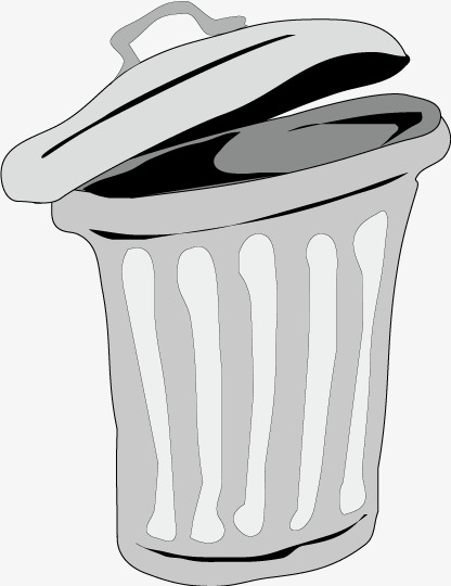 416x540 Cartoon Gray Trash Can Vector, Cartoon Vector, Trash Can, Grey