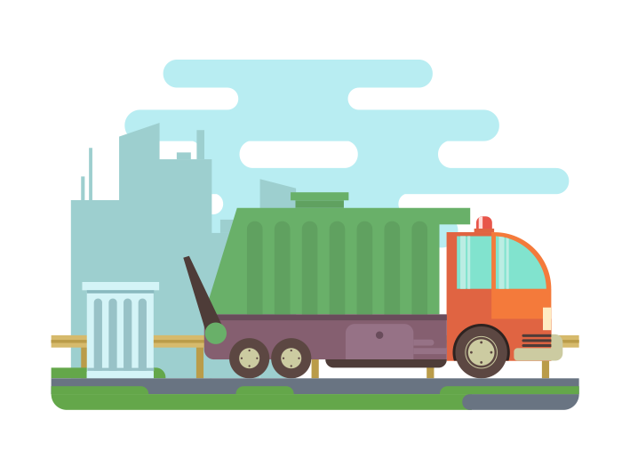 700x525 Garbage Truck Flat Illustration