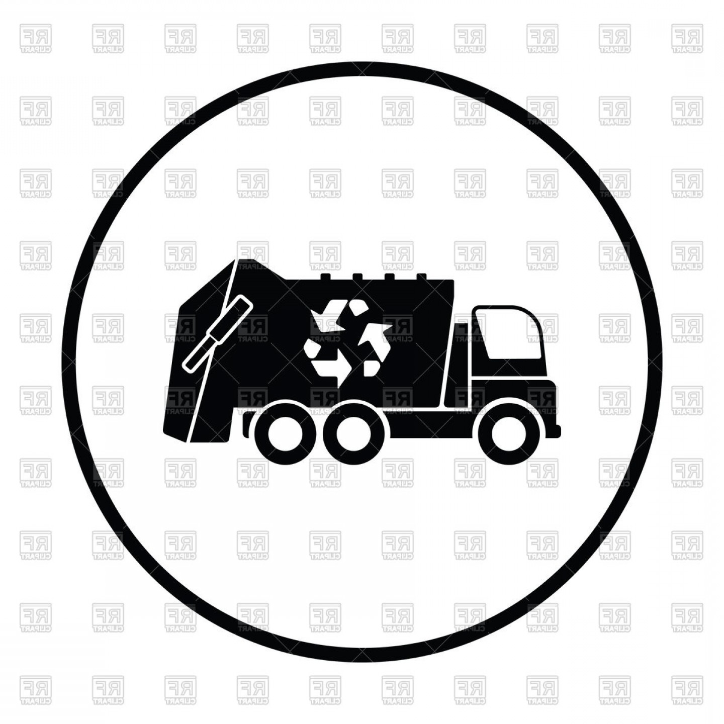 1440x1440 Silhouette Of Garbage Truck With Recycle Icon Vector Clipart