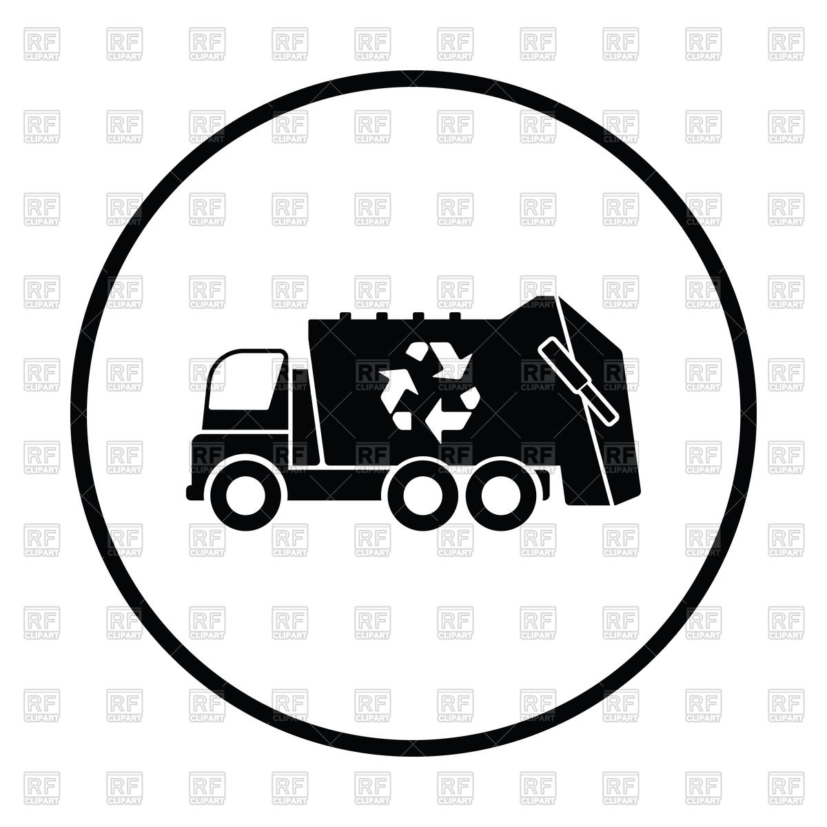 1200x1200 Silhouette Of Garbage Truck With Recycle Icon Vector Image