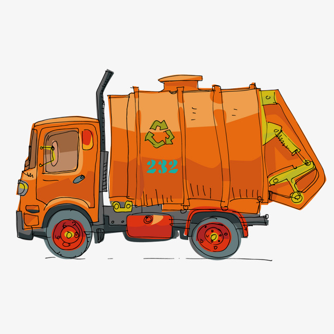 650x651 Vector Yellow Hand Painted Garbage Truck Flat Truck, Vector