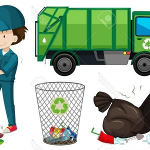 300x300 Photostock Vector Set Of Garbage Truck And Janitor Illustration