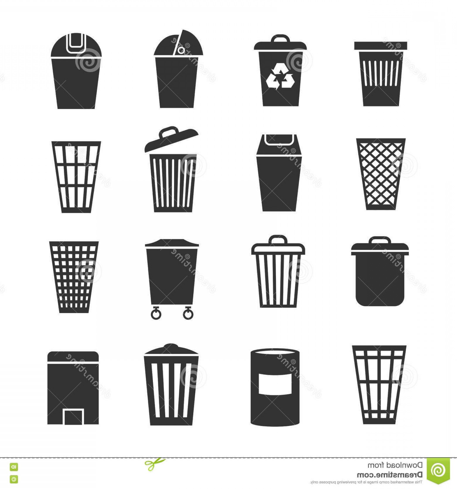 1560x1668 Stock Illustration Trash Can Waste Basket Bin Garbage Vector Icons