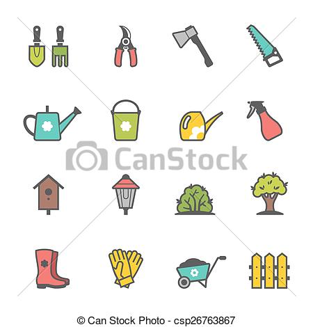 450x470 Vector Icon Set Of Garden Tools And Accessories Clip Art Vector