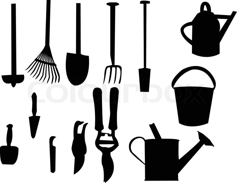 800x619 Garden Tools Silhouette