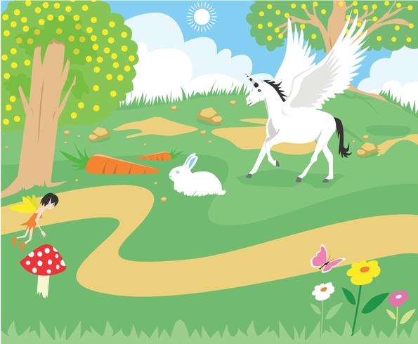 595x490 Cute Magical Garden Vector