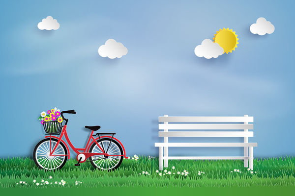 600x400 Byicyclein Garden Vector Free Download