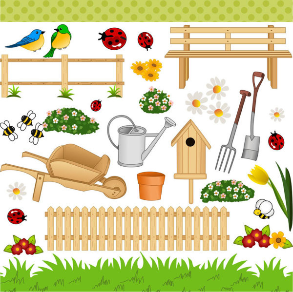 600x599 Cartoon Gardens Art Vector Birdcarelesscrawl Free Vector In