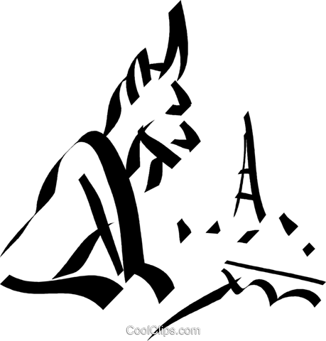 459x480 Gargoyle Overlooking The Eiffel Tower Royalty Free Vector Clip Art