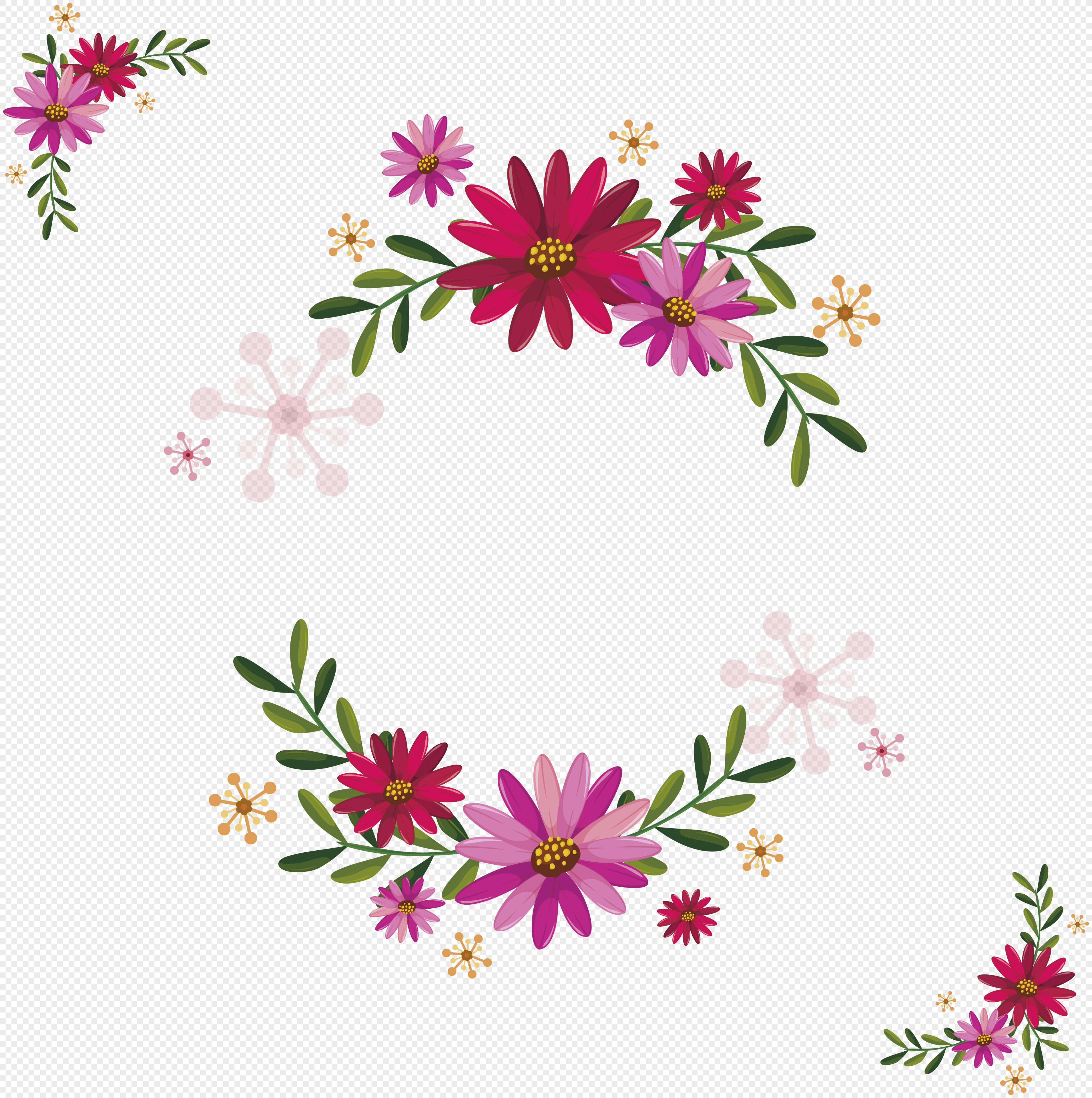 3820x3839 Hand Painted Flower Flower Garland Vector Material Png