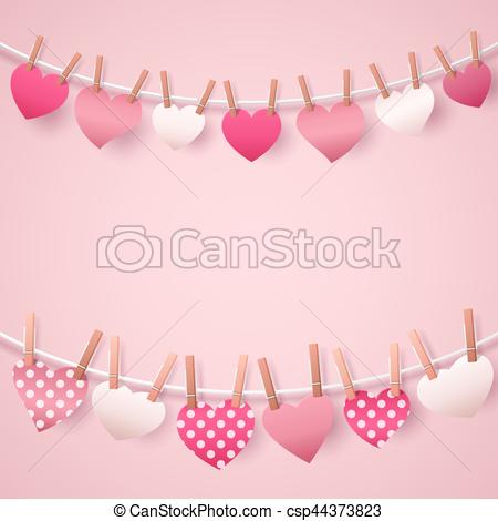 450x470 Happy Valentines Day Greeting Card Template With Hearts Garland