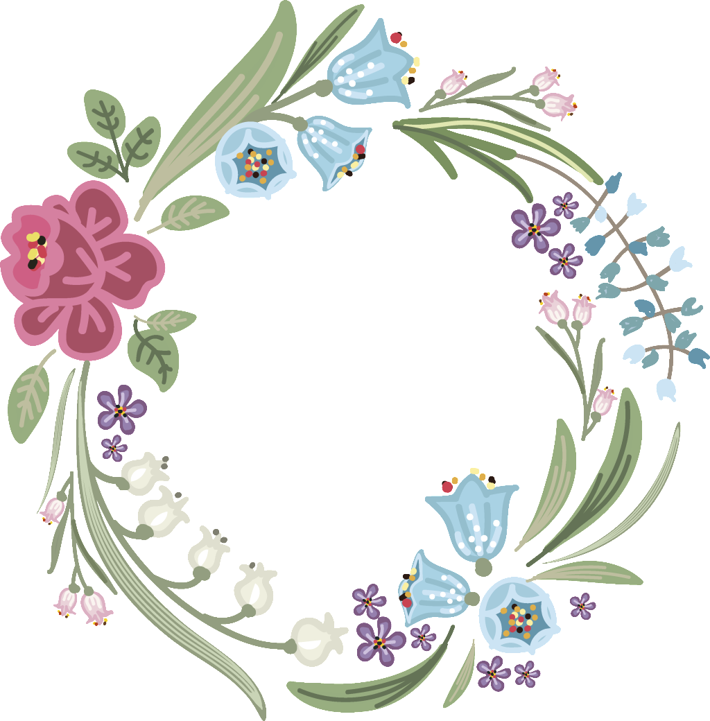 1024x1040 Purple Blue Flowers Transparent Garland Vector Free Download