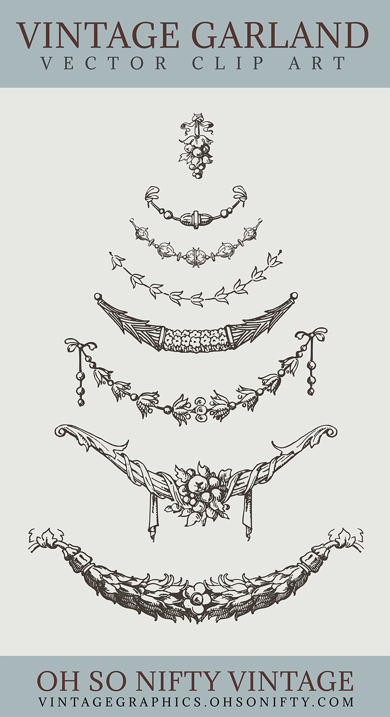 800x1471 Vintage Garland Vector Images Album Garlands, Atc