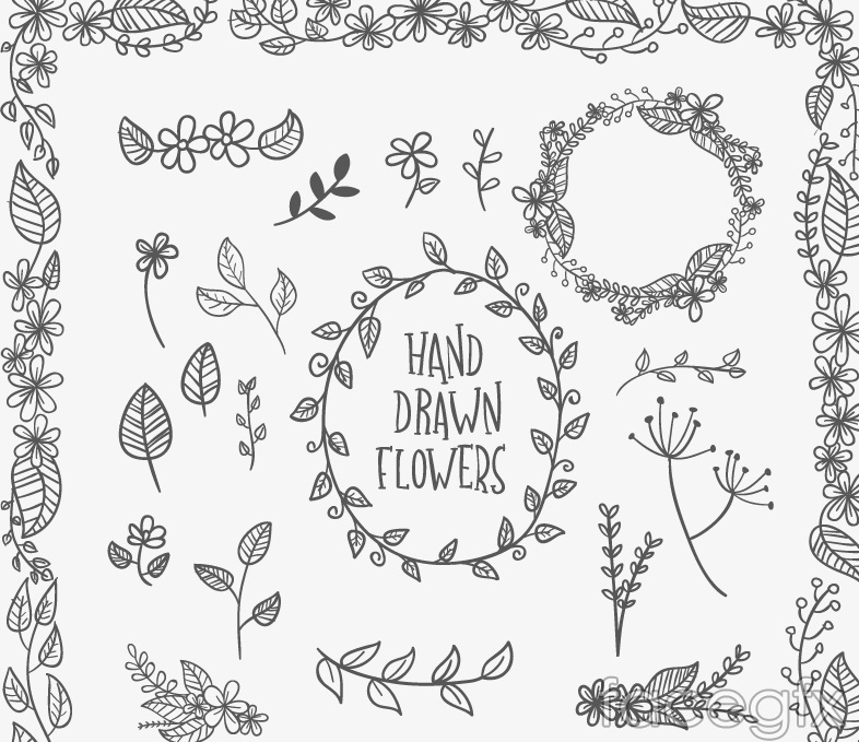 786x679 20 Leaves Flowers Hand Painted Design Vector Over Millions