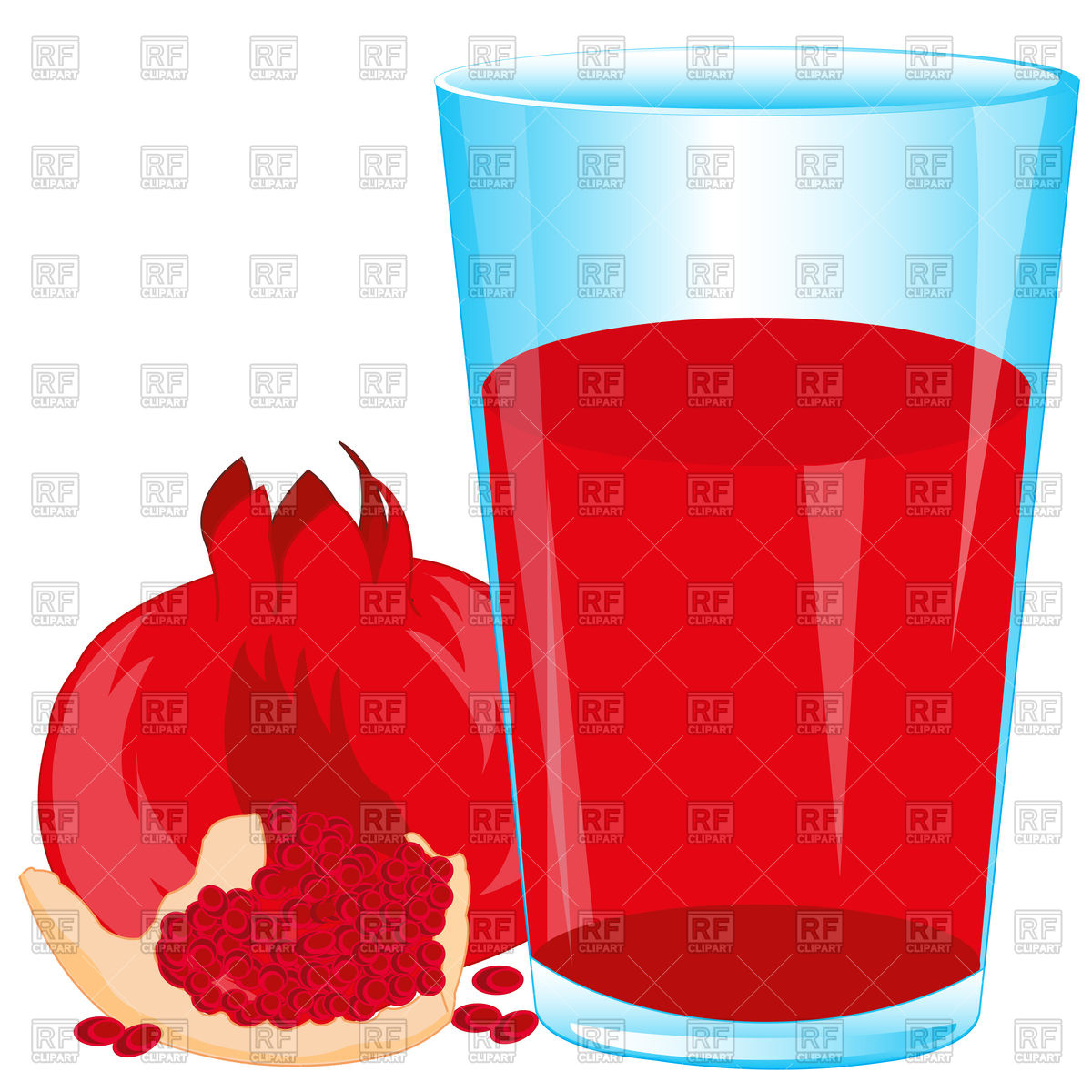 1200x1200 Glass Of Juice And Garnet On White Background Vector Image
