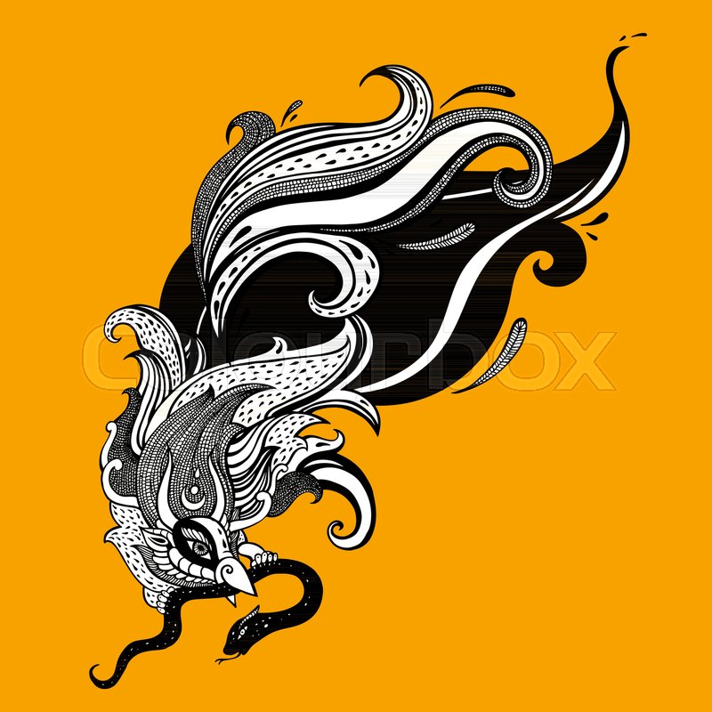 800x800 Garuda. Beautiful Bird. Vector Hand Drawn Illustration Stock