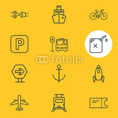 400x400 Vector Illustration Of 12 Carrying Icons Line Style. Editable Set