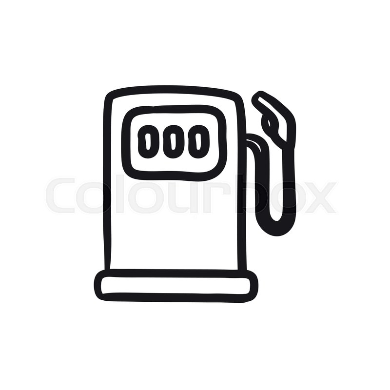 800x800 Gas Station Vector Sketch Icon Isolated On Background. Hand Drawn