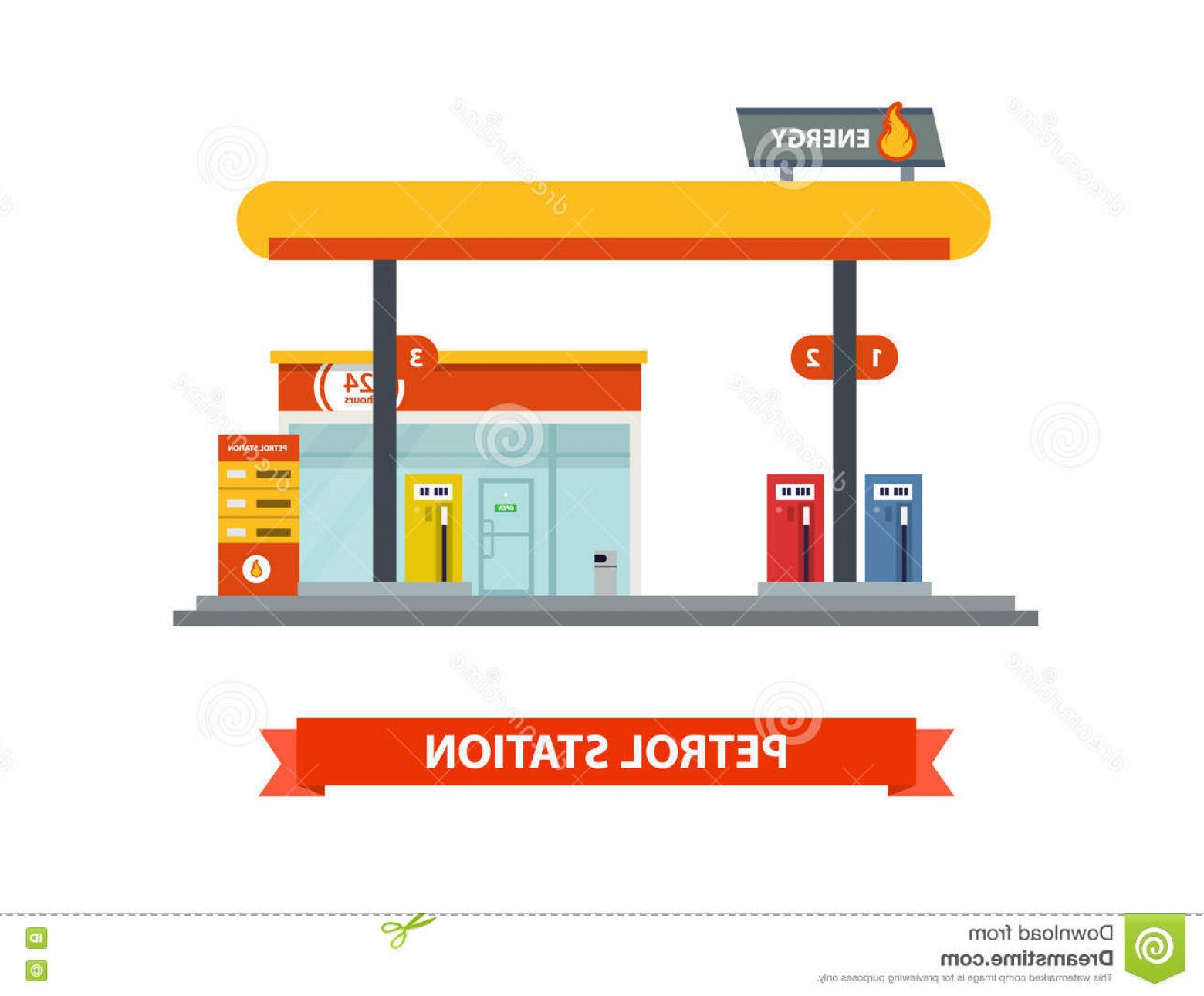 1560x1291 Stock Illustration Gas Station Vector Flat Illustration Energy Set