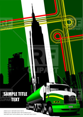 283x400 Gas Tank Truck And Silhouette Of City Vector Image Vector