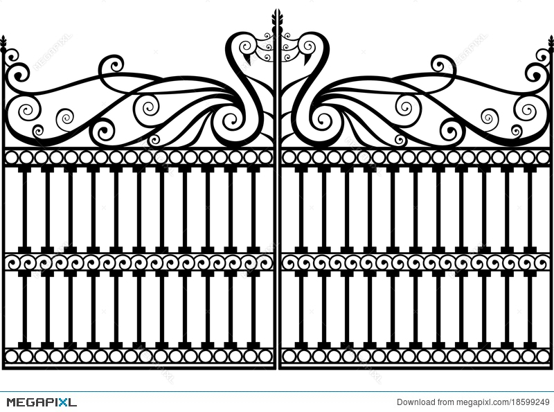 800x595 Wrought Iron Fence Or Gate Vector Eps Illustration 18599249