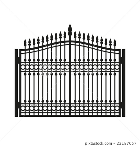 450x468 Fence Wrought Iron Gate. Old Style Door. Vector