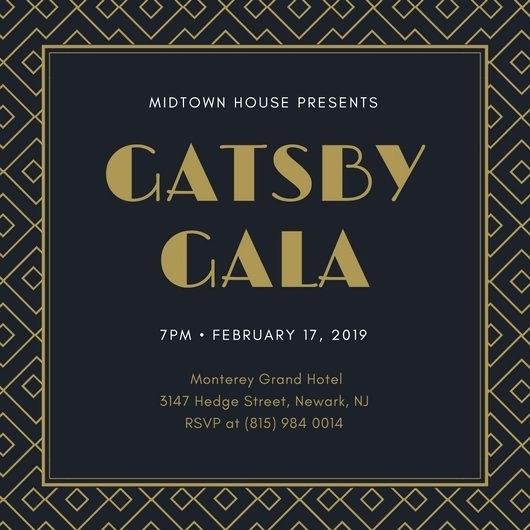530x530 Great Gatsby Invitation Vector Template
