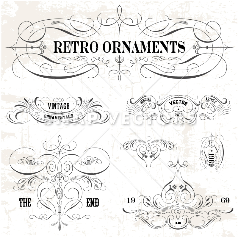 800x800 Vector Vintage Ornament Set