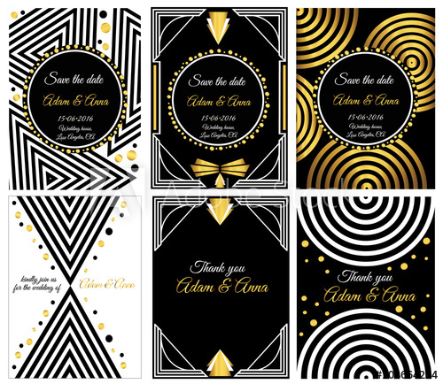 500x434 Art Deco Or Gatsby Vector Cards. Vector Card Templates. Ideal For