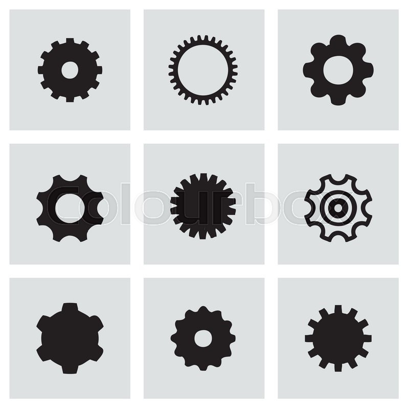800x800 Vector Gear Icon Set On Grey Background Stock Vector Colourbox