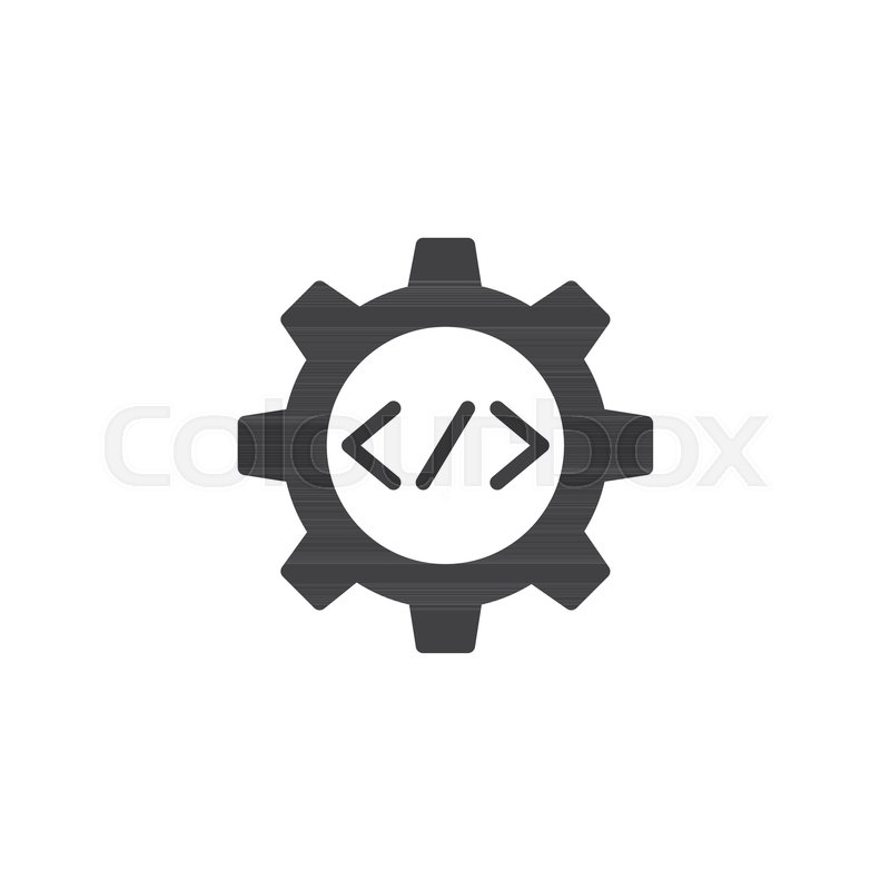 800x800 Code Gear Vector Icon. Filled Flat Sign For Mobile Concept And Web