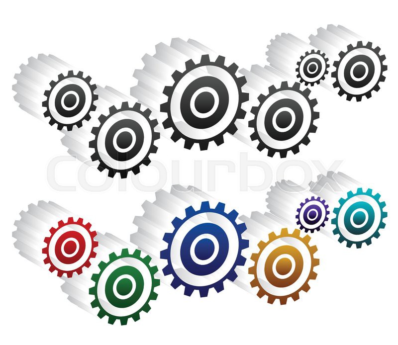 800x694 Various Gear Wheel, Rack Wheel Vector Graphics. Mechanics