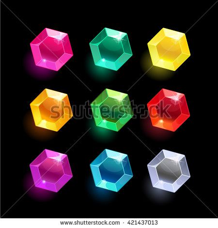 450x470 Set Of Cartoon Hexagon Different Color Crystals,gemstones,gems