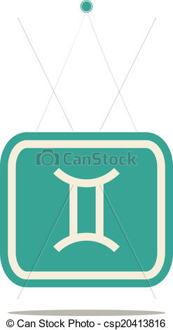 247x470 Gemini Zosiac Sign, Vector Illustration On The Sign Board.