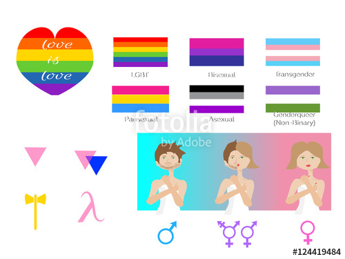500x375 Lgbt Symbols And Flags. Types Of Gender. Vector Stock Image And