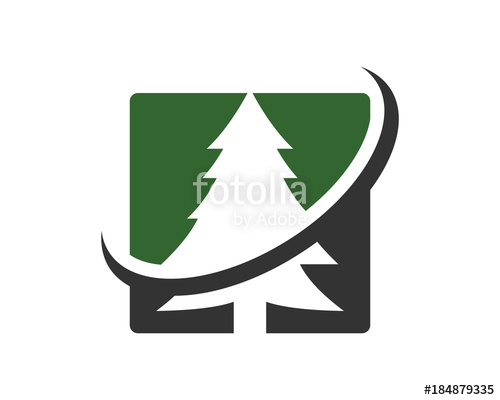 500x400 Simple Square Pine Tree With Line Art Circle Generic Logo Modern