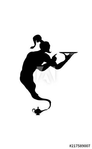 308x500 Vector Silhouette Of An Arabic Genie Lamp Isolated